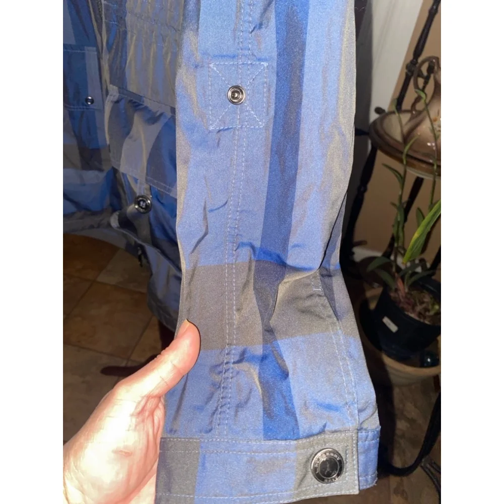 Women's Burberry Brit Plaid Jacket Size 10 Blue Gray - Picture 9 of 15